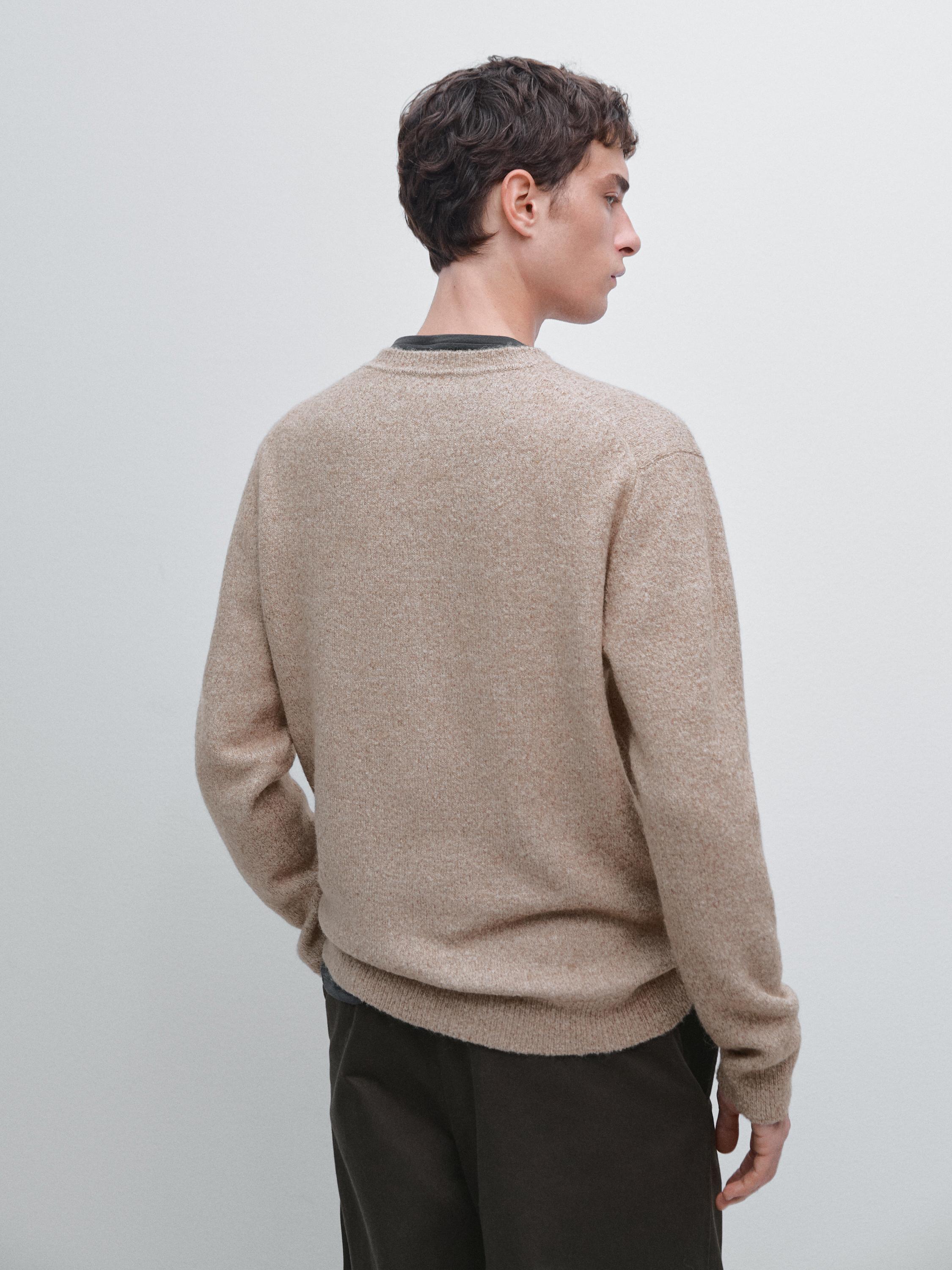 Flecked crew neck knit sweater